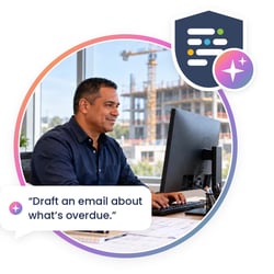 Scenario 2, office: Construction administrator working in an office using ai prompts